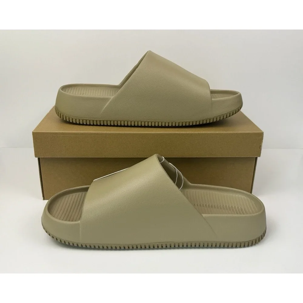 Nike Calm Slide Mens 13 Khaki Tan Slip On Sandals FD4116-201‎